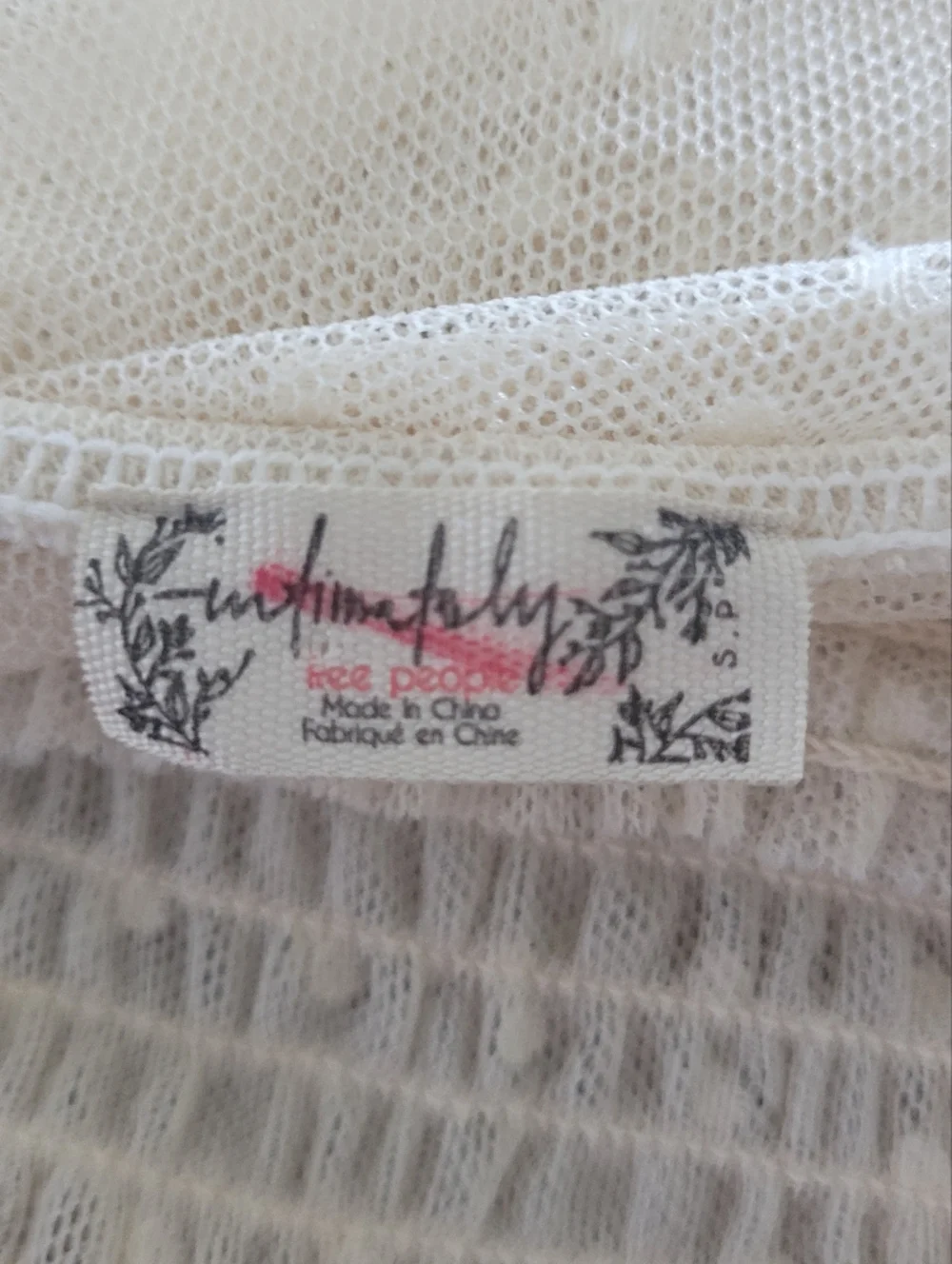 Free People Intimately Silverlake Picnic Shirred Top in Beige Size S Sheer Fairy